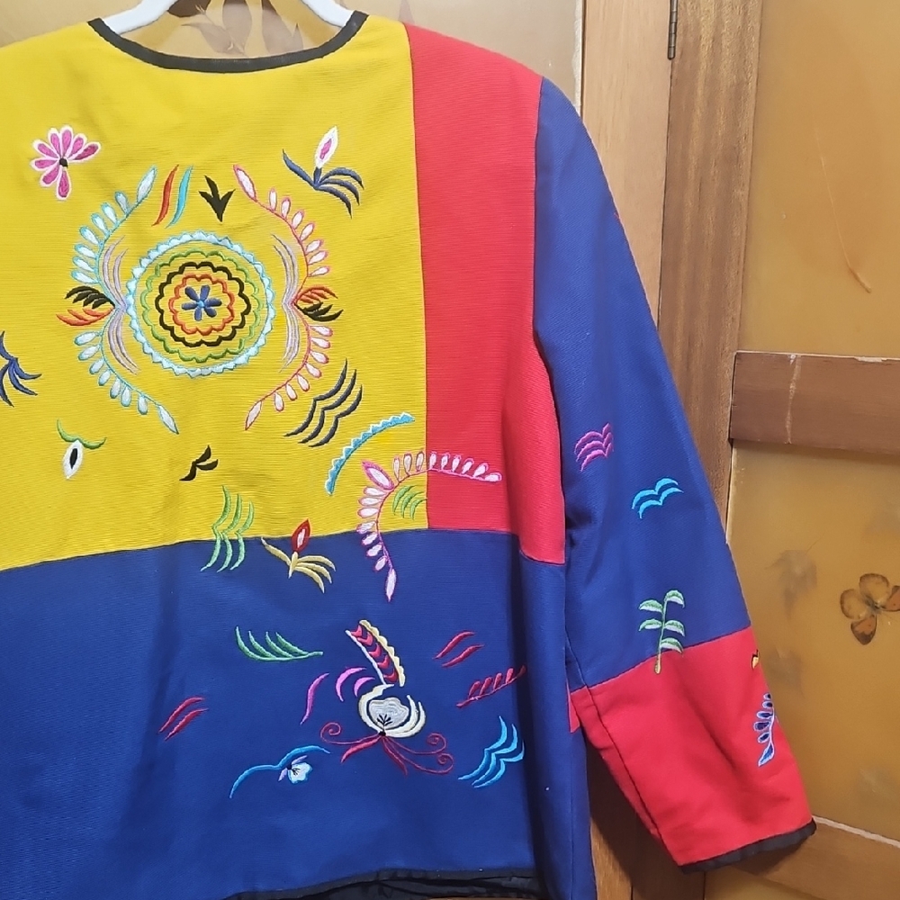 Vintage 90s Indigo Moon Patchwork Embroidered Cot… - image 8